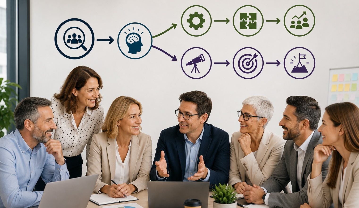 Persone in riunione con il percorso di empowerment